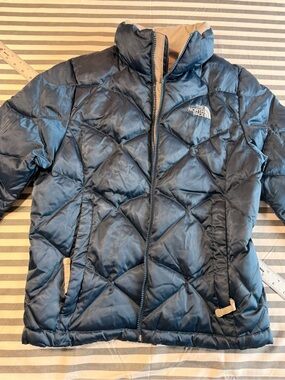 The North Face Aconcagua 550 Down Jacket Womens Small Blue Quilted Puffer AL1S